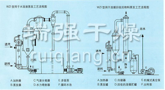 WZ1單效外循環(huán)蒸發(fā)器（能回收酒精）示意圖